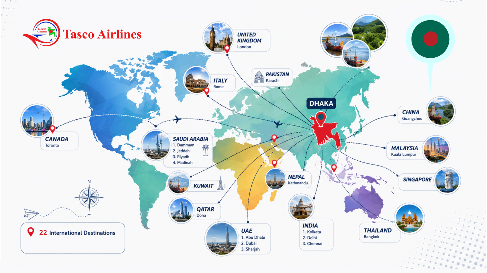 Tasco Airlines Route Map